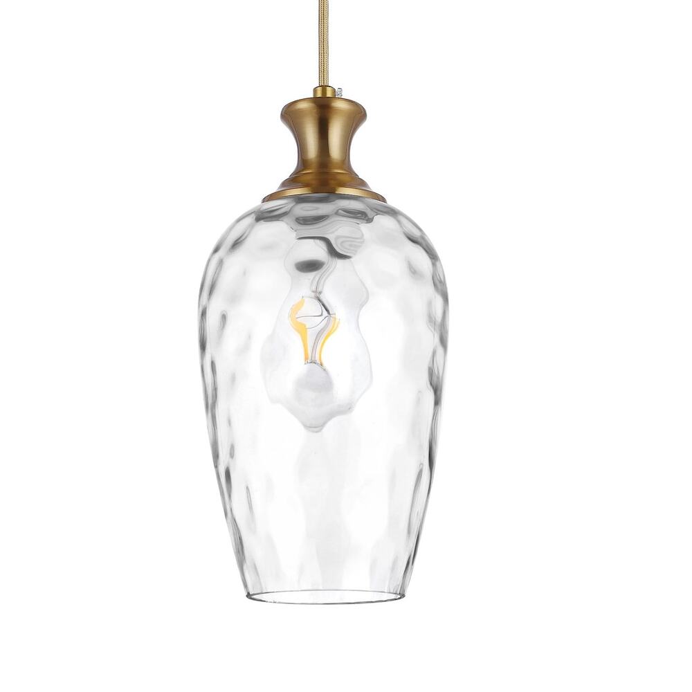 Saduenfr Glass Farmhouse Style Pendant Hanging Light Fixture Brushed Gold